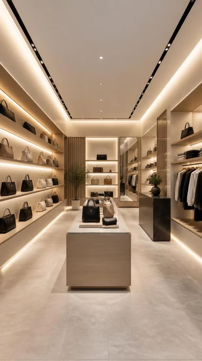 Modern retail space with bespoke LED lighting highlighting products