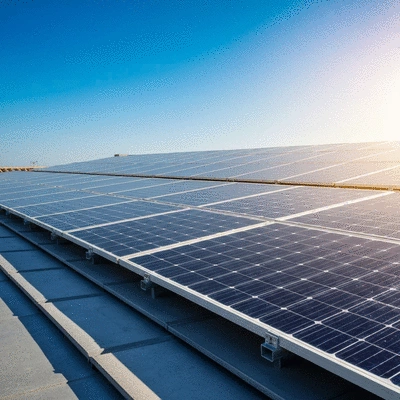 Modern solar panels on a rooftop in Avignon, capturing sunlight efficiently