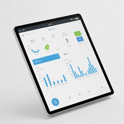 Smart home control panel displaying electricity usage data
