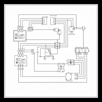 Sch&eacute;ma &eacute;lectrique complexe avec des symboles de s&eacute;curit&eacute; et des lignes de courant