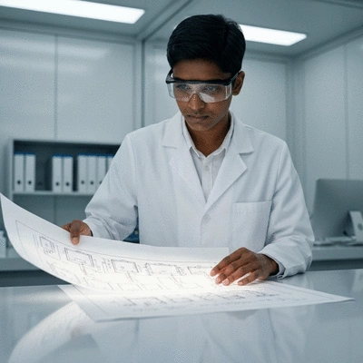 Closeup of a hand holding a pen, pointing to a section of an electrical estimate document with figures and terms like HT, TTC, and TVA clearly visible