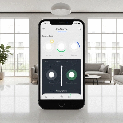 Application mobile de contrôle d'éclairage intelligent sur un smartphone