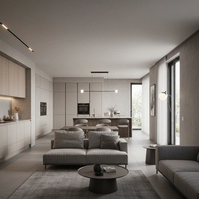 Maison intelligente avec des appareils connectés et un éclairage LED intégré