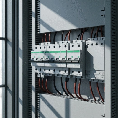 Tableau électrique moderne avec des disjoncteurs pour la maintenance préventive