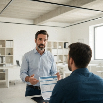 Électricien consultant un client sur les tarifs d'électricité